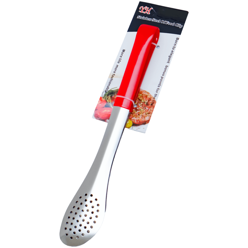 Cleste gratar inox maner silicon antiderapant 29cm rosu prindere sigura Adison